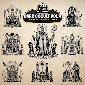 Dark Occult Vol4 SVG PNG Bundle, 20 Gothic Horror Clipart, Alternative Art (Digital Download)
