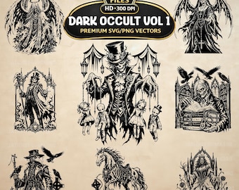 Dark Occult SVG PNG Bundle, 20 Gothic Horror Clipart, Alternative Vector Art (Digital Download)