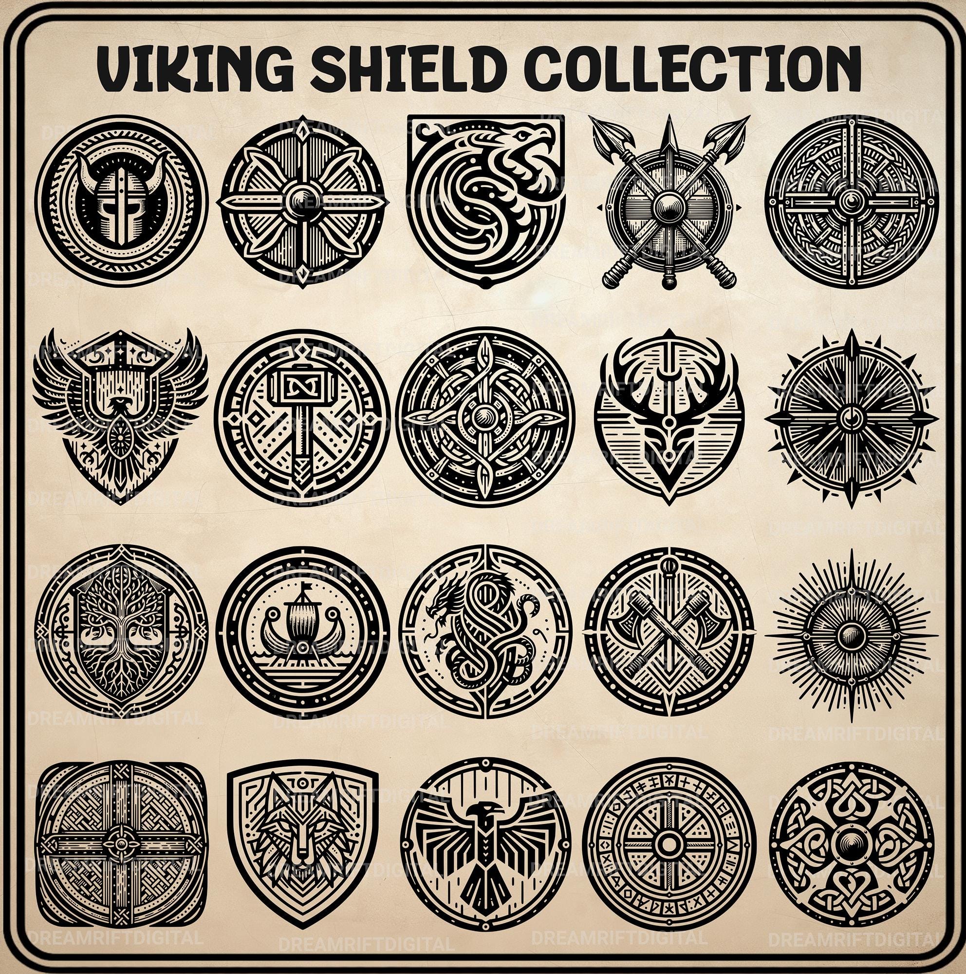 Viking Shields SVG PNG Bundle 20 Norse Symbols Warrior Emblems viking-shields-svg-png-bundle-20-norse-symbols-warrior-emblems