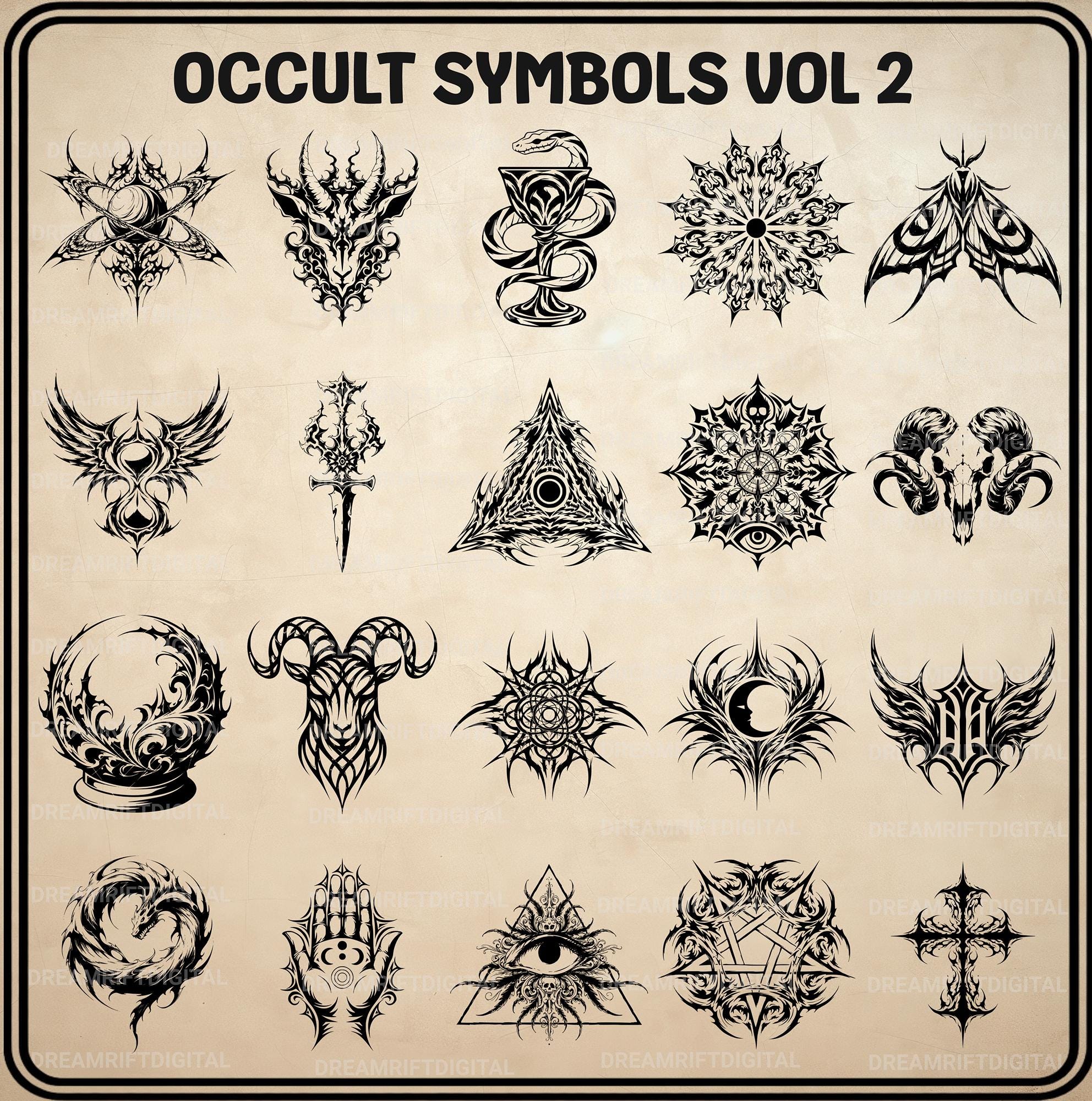 Occult Symbols SVG PNG Bundle, 20 Gothic Emblems Clipart, Witchy Vector ...