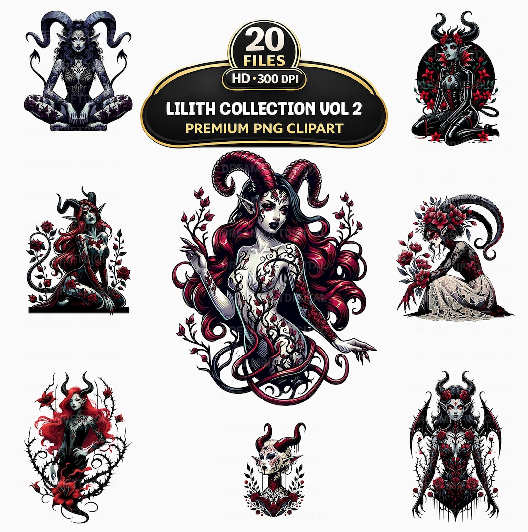 Lilith Bundle Lilith Collection Vol 2 PNG Bundle, 20 Witchy Occult Clipart ...