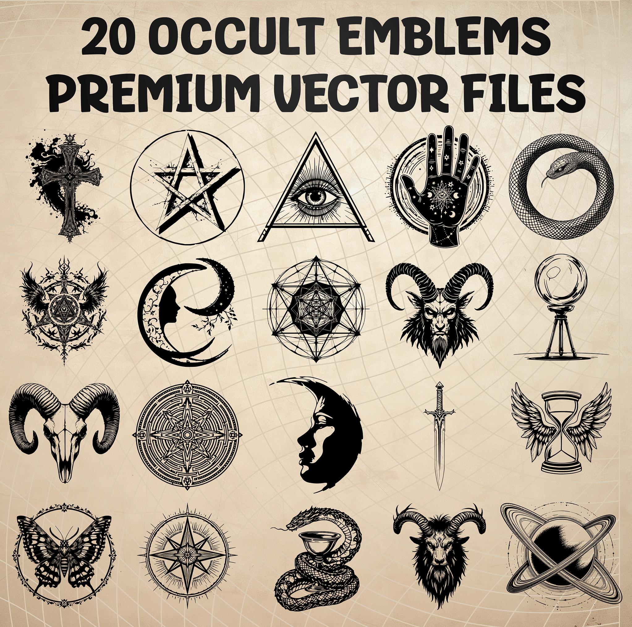 Occult Emblem SVG PNG Bundle | 20 Gothic Symbols Clipart | Scrapbook ...