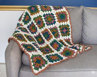 Granny Square Crochet Pattern PDF, Modern Boho Lapghan Blanket Tutorial, Colorful Crochet Throw Pattern, NewBorn Gift, Baby Shower Surprise