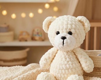 Crochet Bear Pattern PDF Amigurumi Bear Tutorial, Plush Teddy Bear DIY Crochet Pattern, Easy Stuffed Animal Toy Pattern for Beginners
