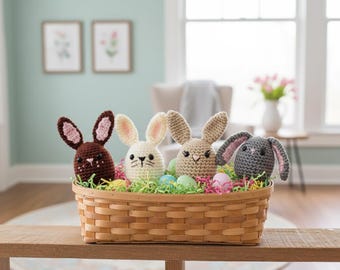 Crochet Easter Bunny Egg Pattern, Amigurumi Bunny PDF, Easter Basket Stuffer DIY, Small Rabbit Crochet Pattern, Spring Nursery Decor Pattern
