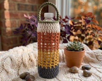 Crochet Water Bottle Holder Pattern, PDF Bottle Carrier Tutorial, Easy Beginner Amigurumi Cozy, Sturdy Sling Bag Pattern for Hydroflask