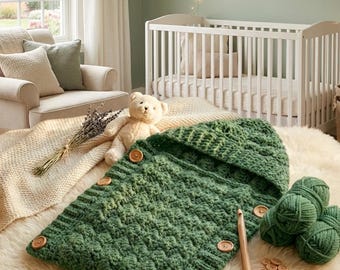 Crochet Baby Sleeping Bag Pattern, Easy Newborn Sleep Sack Crochet Pattern, Baby Cocoon Bunting Bag, BabyShower Gift