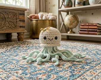 Crochet Jellyfish Pattern No Sew Amigurumi, Easy Crochet Pattern PDF, Cute Sea Creature Stuffed Animal Plushie Toy DIY Tutorial