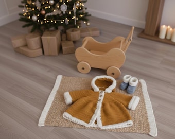 Crochet Baby Coat Pattern with Hood and Booties, Newborn Baby Jacket Tutorial, Winter Toddler Cardigan, DIY Baby Shower Gift