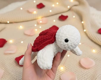 Valentine Turtle Crochet Pattern, Heart Amigurumi Tutorial, Plush Sea Turtle PDF, Stuffed Animal Crochet Gift, Easy Beginner Crochet Pattern
