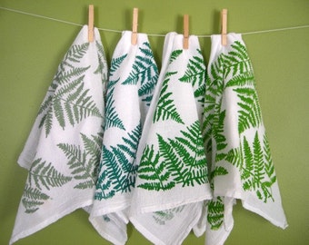 Tri-Fern Screen Print on Cotton Flour Sack Towel