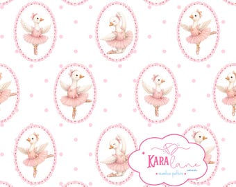 Ballerina Goose Seamless Pattern, Pink Ballet Nursery Wallpaper (Digital Download)