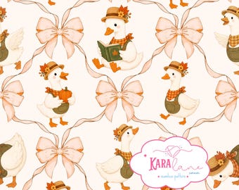 Padrão sem costura de ganso de outono, papel digital Coquette, papel de parede de Halloween para quarto de bebê (download digital)