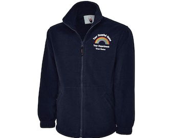 Personalised Embroidered Healthcare Full Zip Fleece, Custom Hospital Department and Staff Name Rainbow Jacket