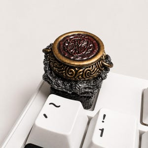 Fantasy Cauldron Artisan Keycap, Handmade Resin Mechanical Keyboard Keycap, Ancient Relic Pot ESC Key, Custom Cross Stem Keyboard Gift