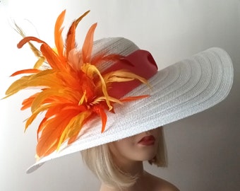 White Tangerine and Orange Ladies Hat