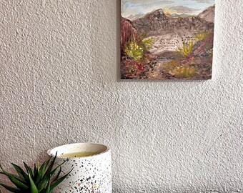 Yucca Valley Sunrise California Desert Original Watercolor Gouache Painting Landscape 8x8