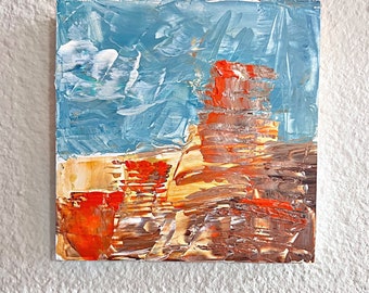 Canyon désert Utah Original peinture acrylique paysage 6 x 6