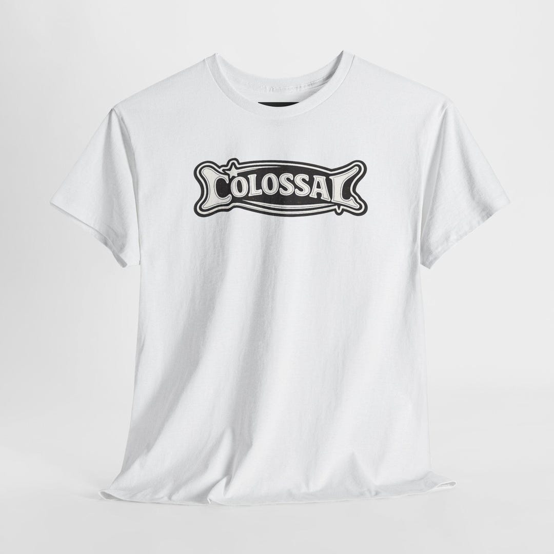 Colossal Logo T-shirt | Vintage Banner Graphic, Black and White - Etsy