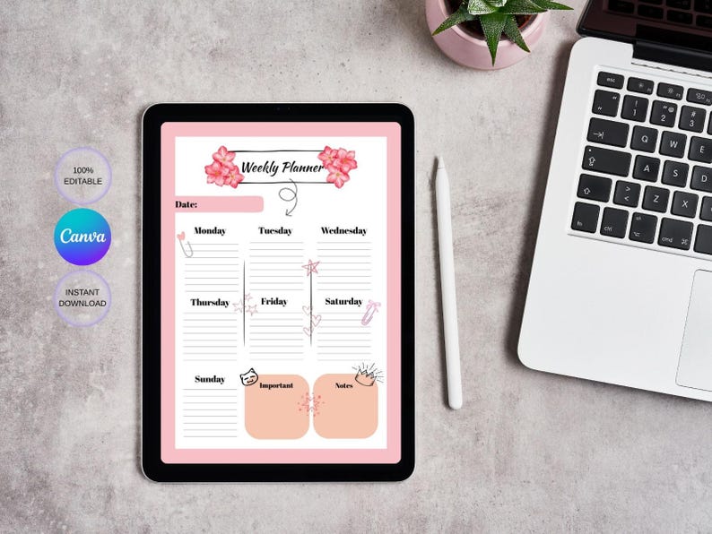 Weekly Planner Printable A4 A5 | Minimal Weekly Schedule | Instant ...