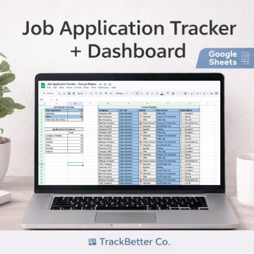 Job Application Tracker Google Sheets | Job Search Spreadsheet With ...