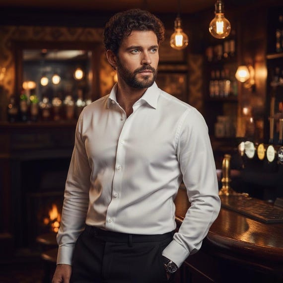 Slim Fit Men's White Shirt Long-sleeved Men's Shirt | Formal Shirts |  Valentine's Day Gift for Men | Birthday Gift - Etsy