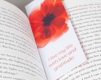 4 Motivational Bookmarks, Positive Quotes, Flower Bookmark, Reading Gift, Inspirational Quotes, Positive Life Thoughts, Stocking filler
