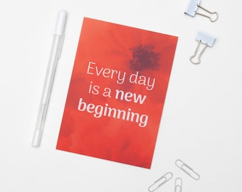 New beginning A6 quote postcard, Positive affirmation small mini poster print, Empowering motivation card