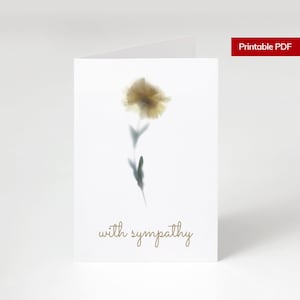 Carte de SYMPATHIE élégante, Téléchargement numérique Cartes imprimables, Désolé pour vos cartes de perte, Cartes de fleurs, Carte de deuil, Carte de condoléances