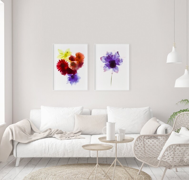 2 Botanical Wall Art Prints Trendy Wall Art Set Floral Wall Etsy