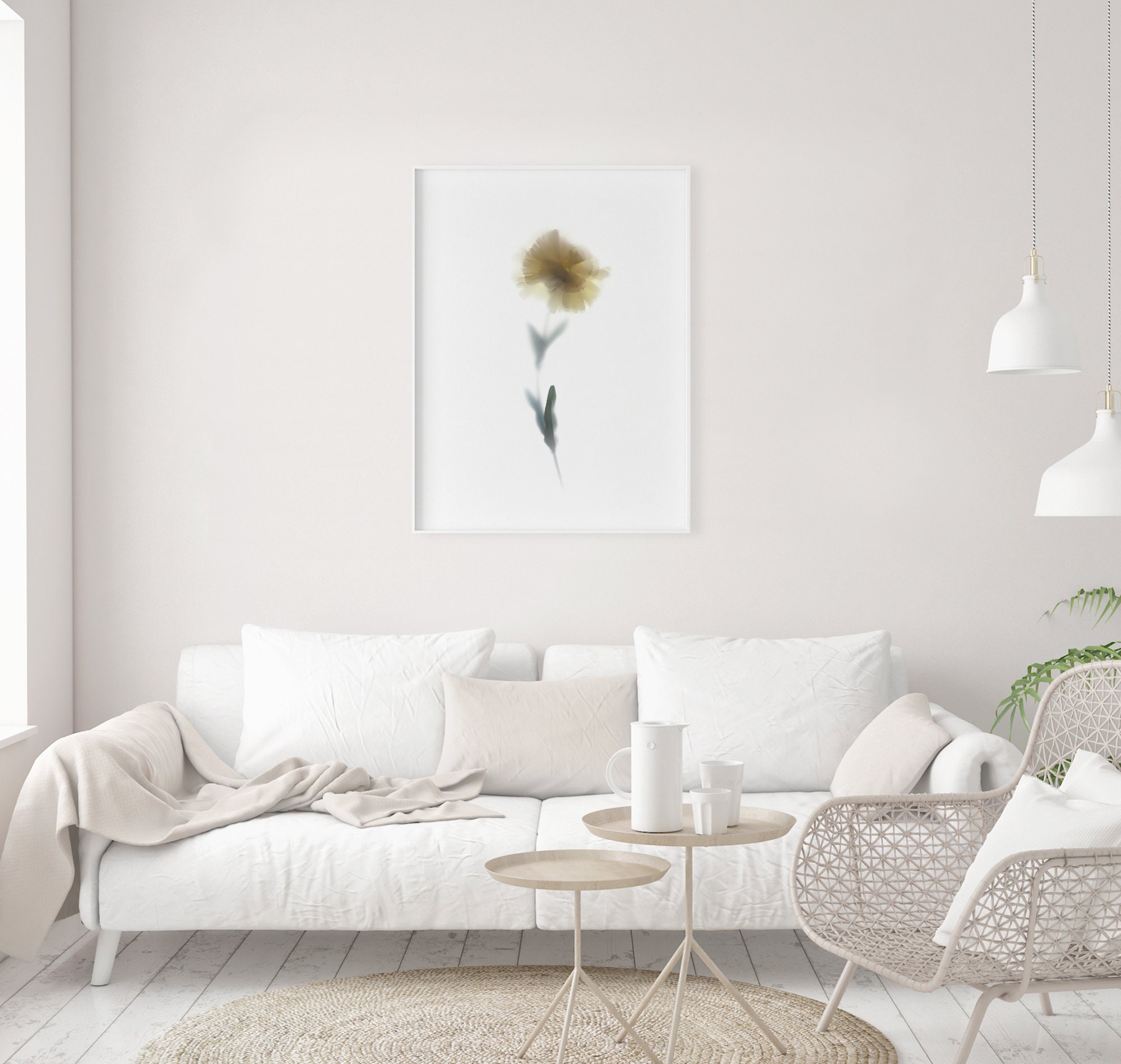 White Botanical Wall Art Prints Floral Wall Art Minimalist Etsy UK
