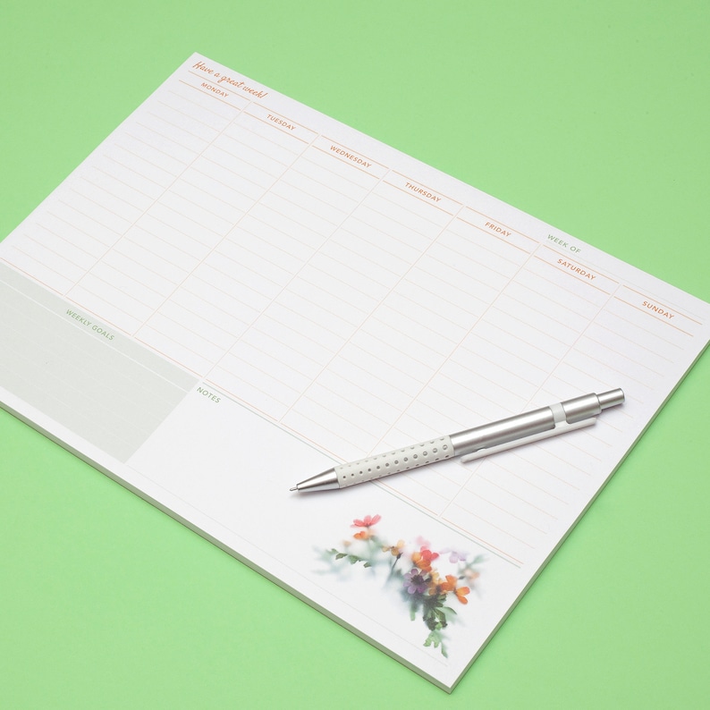 A4 Floral Weekly Planner Pad Weekly Desk Planner Teacher Etsy UK