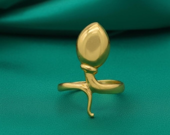 14k Gold Vermeil Minimal Snake Ring, 925 gold Serpent Ring, Witchcraft Jewelry