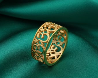 Handgjord Om-ring i guld, religiöst blåsorkester, justerbar
