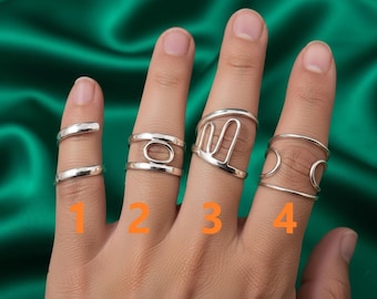 Arthritis Ring, Splint Knuckle Ring, Thumb Ring, Adjustable Sterling Silver Ring for Women, Simple Midi Ring, Twisted Ring