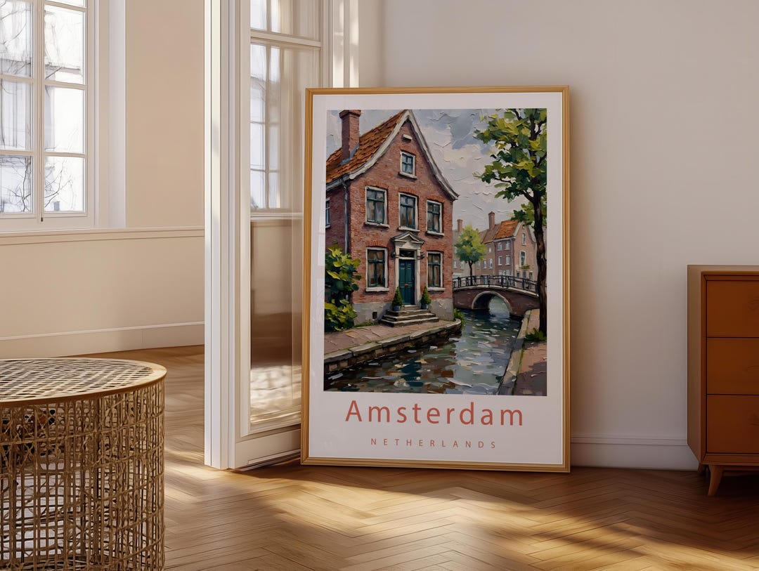 Amsterdam Travel Poster - Amsterdam Poster - Netherlands Wall Art for ...