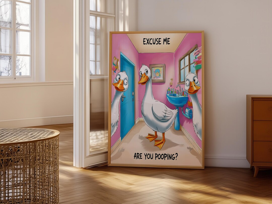 Funny Duck Bathroom Wall Art - "are You Pooping?" Goose Print - Quirky ...
