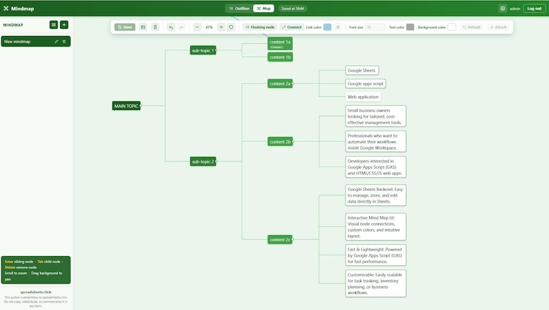 Mindmap – Google Apps Script-Webanwendung Bild 2