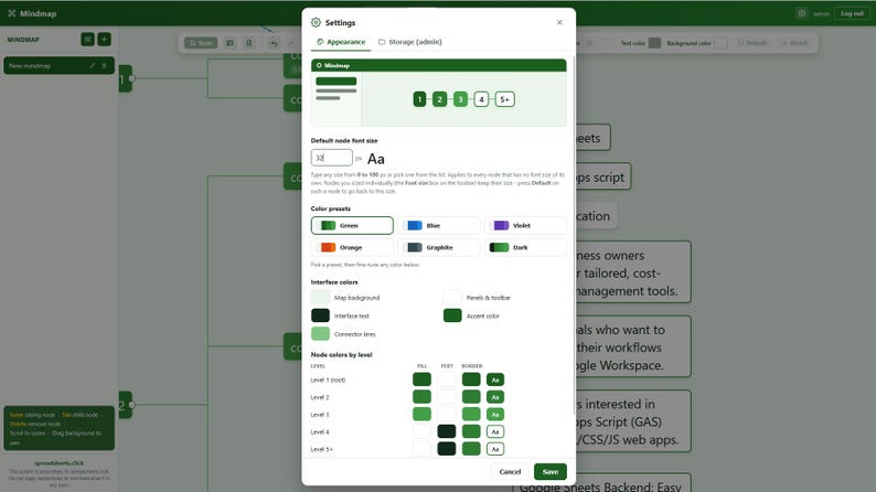 Mindmap – Google Apps Script-Webanwendung Bild 3