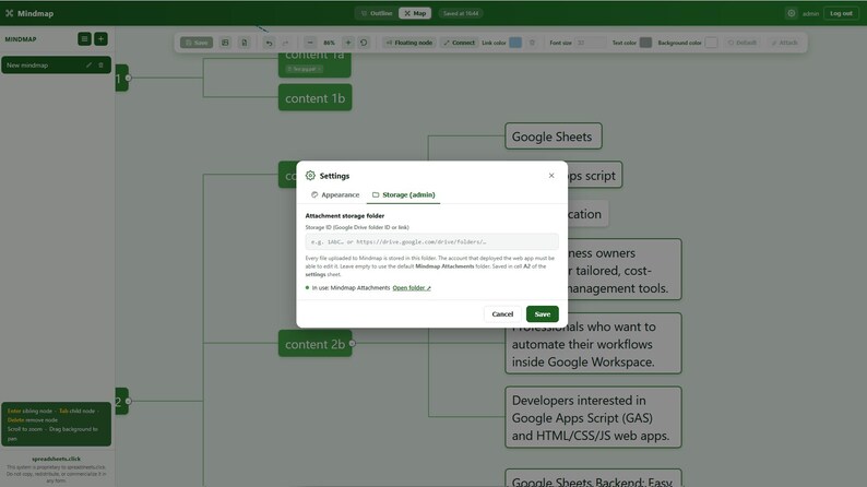 Mindmap – Google Apps Script-Webanwendung Bild 4