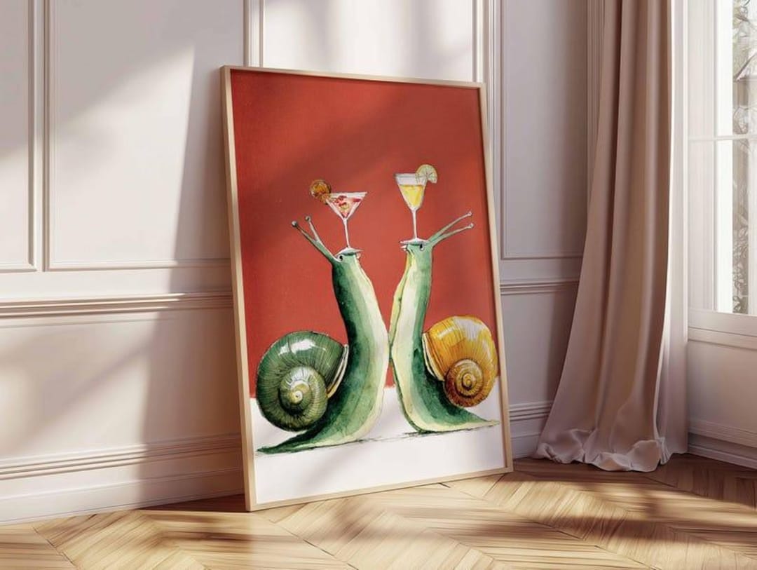 Snail Cocktail Poster, Whimsical Bar Wall Art, Funny Animal Print - Etsy