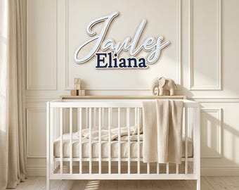 Aangepast houten naambord voor kinderkamer | Gepersonaliseerde houten babynaambordje | Bord over het wiegje | Cadeau kraamcadeau