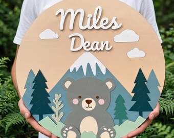 Aangepast houten naambord | Bosberenberg kinderkamerdecoratie