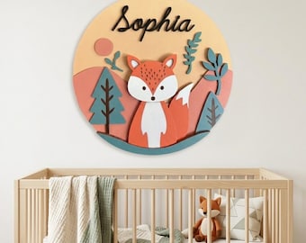 Aangepast naambord vossenkwekerij – 3D houten bosdecor