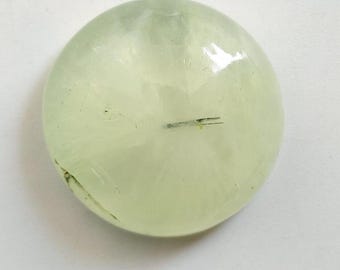 天然プレナイト ラウンドカボション 重量33カラット 1個 サイズ22×22×8mm グリーンプレナイト ルースストーン 滑らかに研磨済み ハンドメイドジュエリー製作