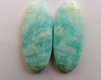 Natural Blue Oregonite Cabochon Matching Loose Gemstone Weight 46 Caret 1 Pair Size 34X14X5 MM Smooth Polished Oregonite for Jewelry Making
