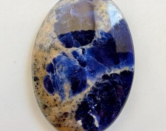 Natural Sodalite Oval Cabochon Weight 33 Caret 1 Piece Size 35X25X5 MM Deep Blue Stone Polished Loose Stone Jewelry Making Supply Stone