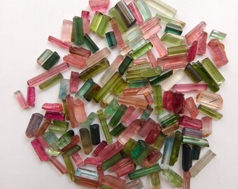 天然マルチトルマリン原石ペンシルロット 重量75カラット サイズ15 x 5 mm バイカラートルマリン原石スティック レインボートルマリンジュエリー製作