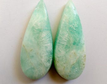 Natural Blue Oregonite Cabochon Matching Loose Gemstone Weight 30 Caret 1 Pair Size 28X11X6 MM Smooth Polished Oregonite for Jewelry Making