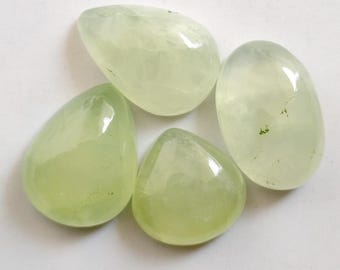 天然プレナイトカボション ロット 重量61カラット 4ピース サイズ20 x 16 mm グリーンプレナイト ルースストーン 滑らかに研磨済み ハンドメイドジュエリー製作